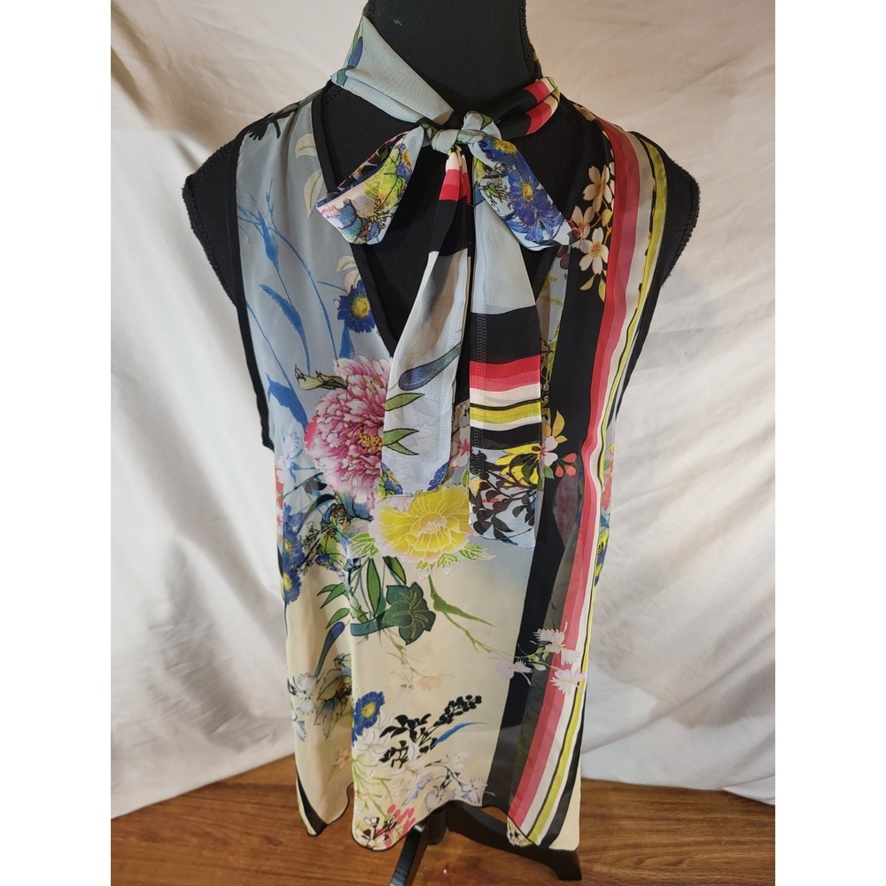 Kay Celine Size M Sheer Floral Sleeveless Top